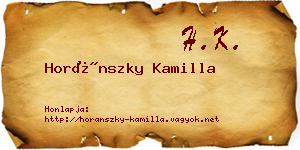 Horánszky Kamilla névjegykártya